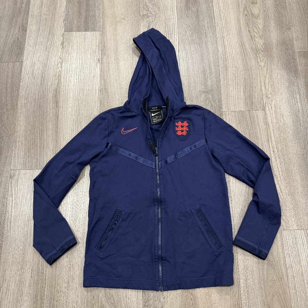 Nike England Soccer Football Zipper Hooded Jacket Youth Size XL Blue CN5380-410